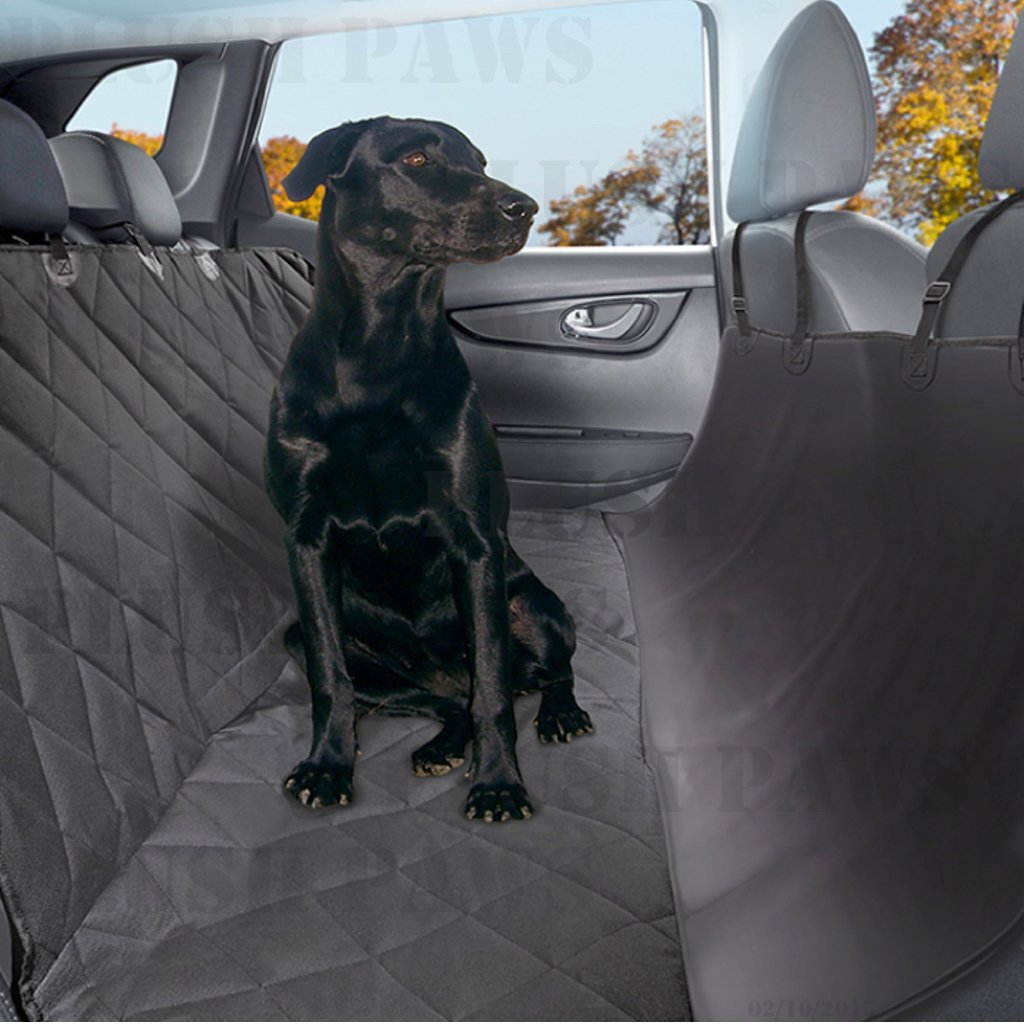 Plush Paws Best Dog Car Seat Covers Waterproof with 2 Bonus Pet Car Seat Belts and 2 Harnesses, Hammock, Side Flaps, Quilted, Non Slip Silicone Backing, Machine Washable for Cars, Trucks, SUV's & Vehicles 